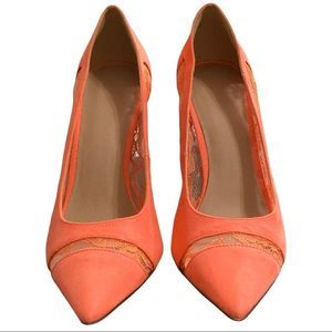 ASOS coral lace pump heel’s size 9